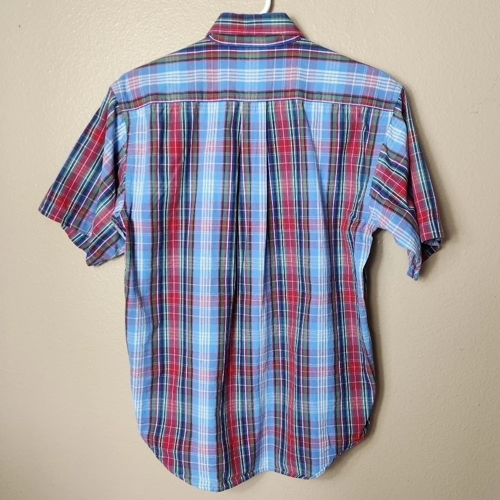 Ralph Lauren Boys Plaid Short Sleeve Cotton Buttonfront Shirt-Size XL